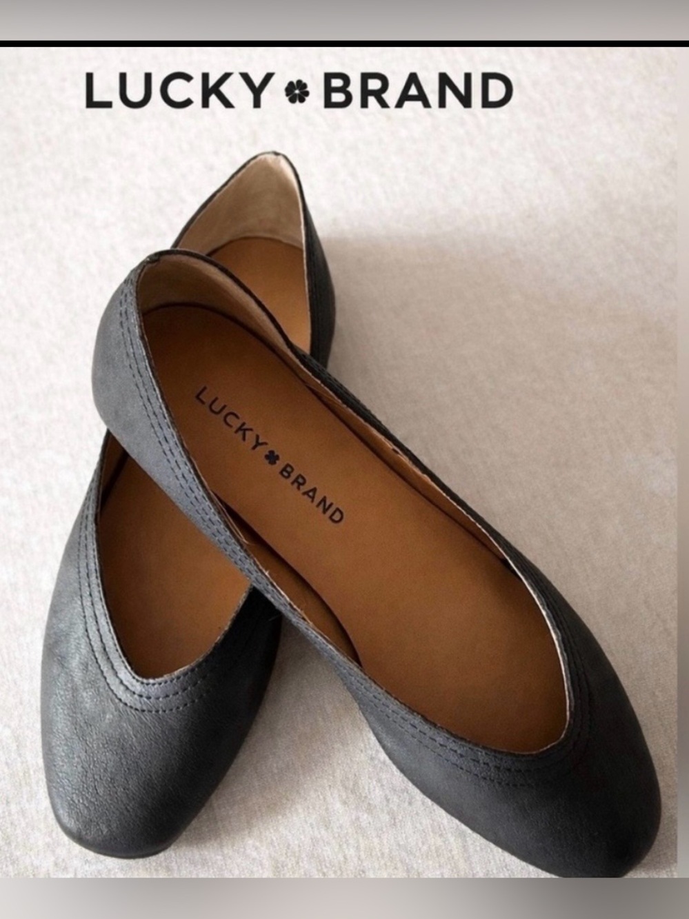 Lucky Brand LK-Alba Black Leather Ballet Flats Size 7